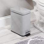mDesign Small Modern 1.3 Gallon Rectangle Metal Lidded Step Trash Can, Compact - Image 3