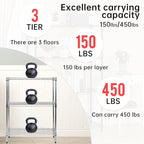BestOffice 23Lx13.2Wx30.2H Adjustable Metal Storage Shelves 3-Tier Wire - Image 4