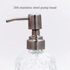 16 oz Diamond Pattern Glass Soap Dispenser, Kitchen and Bathroom Refillable - Image 4