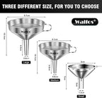 Stainless Steel Funnel, Walfos 3 Different Sizes of Kitchen funnels - Image 5