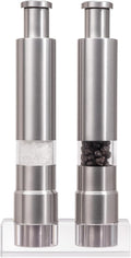 Salt and Pepper Grinder Set, Pump & Grind Peppermill, 2 Refillable Stainless by Halibxion