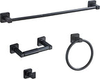 Matte Black Bathroom Hardware Set 4 Pieces, Bathroom Accessories Set Stainless by bluebyrne