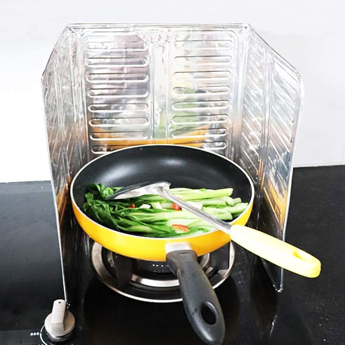 Hztyyier 3 Sided Oil Proof Aluminum Foil Splatter Guard Foldable Heat Insulation - Image 6