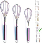 Berglander Rainbow Whisk Pack of 3 Stainless Steel 8", Titianium Plating by Berglander