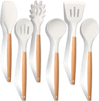 E-far White Cooking Utensils Set of 6, Silicone Kitchen Utensils by E-far