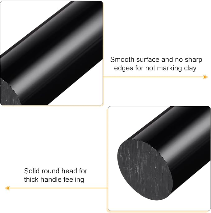 HARFINGTON Acrylic Clay Roller 6 Inch x 1 Inch Solid Non-Stick Plastic Round - Image 4