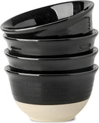 HASENSE Large Ceramic Soup Bowls Set of 4, 40 Oz Gloss Black Beige Stackable by Hasense