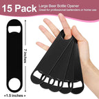 WEGAZ-15 Pack 7inch Black Stainless Steel Flat Beer Bottle Opener, Stainless - Image 2