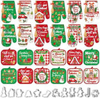 Qinyoung 48 Pcs Christmas Kitchen Oven Mitts Pot Holders, Cartoon Christmas by Qinyoung