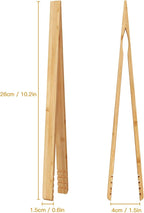 DUJEN 2 Pieces Bamboo Toast Tongs, 10.2 Inches Long Wood Toaster Tongs - Image 2