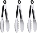 7" Small Kitchen Tongs Set of 3, Stainless Steel Ice Tongs Food Tongs, Mini by DAILYKISN