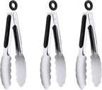 7" Small Kitchen Tongs Set of 3, Stainless Steel Ice Tongs Food Tongs, Mini by DAILYKISN