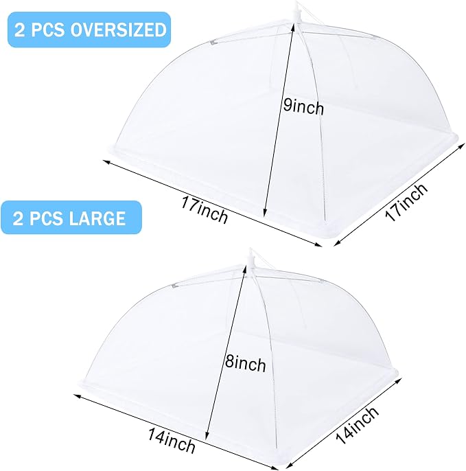 JULBEAR 4 Pcs Mesh Food Cover Tent Large and Tall Umbrella Food Screen Covers - Image 2