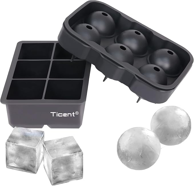 Ticent Ice Cube Trays, Silicone Sphere Whiskey Ice Ball Maker by Ticent