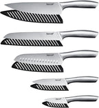 hecef Silver Kitchen knife set of 5, Satin Finish Blade - Image 4