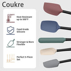 Coukre Silicone Spatula Set of 5, High Temperature Resistant, Food Grade - Image 3