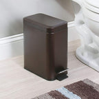 mDesign Small Modern 1.3 Gallon Rectangle Metal Lidded Step Trash Can, Compact - Image 2