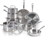 T-fal Pro Tri-Ply Stainless Steel Cookware Set 13 Piece Induction Compatible by T-falbrand