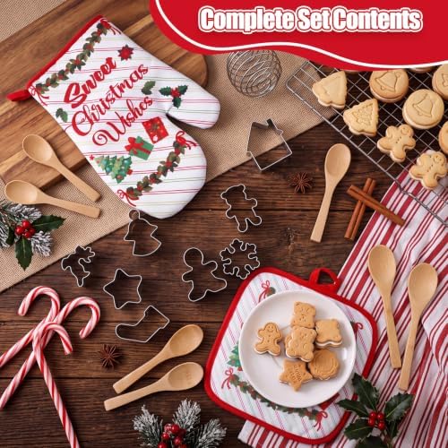 Qinyoung 48 Pcs Christmas Kitchen Oven Mitts Pot Holders, Cartoon Christmas - Image 6