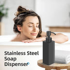 Black Soap Dispenser, Matte Black Stainless Steel, Rust-Proof Liquid Hand Dish - Image 6