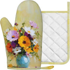 Vintage Flower Heat-Resistant Oven Mitts and Pot Holder Kitchen Non-Slip - Image 2