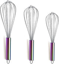 Berglander Rainbow Handle Whisk Pack of 3 Stainless Steel 8", Titianium Plating by Berglander
