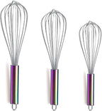 Berglander Rainbow Handle Whisk Pack of 3 Stainless Steel 8", Titianium Plating by Berglander