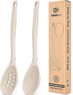 Pack of 2 Silicone Cooking Spoons, Non Stick Solid Kitchen Spoon by BUNDLEPRO