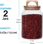 SAIOOL Canister Set of 2, Glass Kitchen Canisters - Image 2