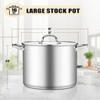 TeamFar 16QT Stock Pot, Stainless Steel Stockpot Large Induction Cooking Pot - Image 2