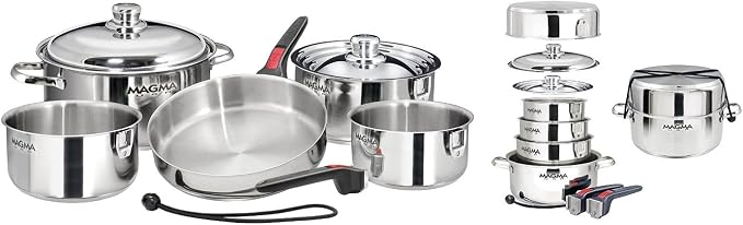 Magma 10 Piece Gourmet Nesting Stainless Steel Cookware Set, Induction - Image 3