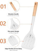 Pack of 2 Silicone Spatula, Non Stick Cooking Utensil Set Wooden Handle Kitchen - Image 3