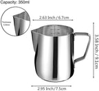 SIKEMAY Milk Frothing Pitcher Cup, 12oz/350ML Milk Frother Cup Stainless Steel - Image 2