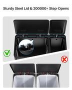 Dual Trash and Recycling Bins for Kitchen, 13.2 + 5.2 Gal Stainless Steel Trash - Image 8