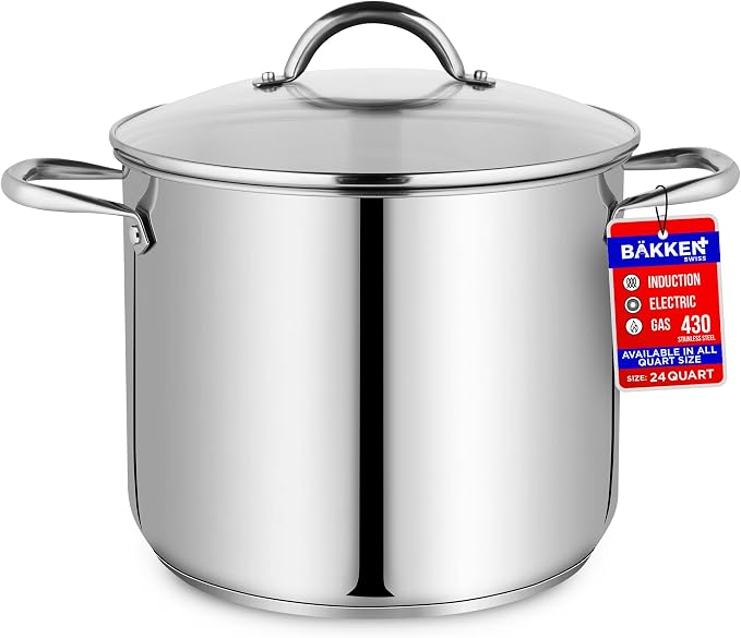 Stainless Steel Stockpot with Tempered Glass Lid 24 Quart, Durable 18/0 by Unknown