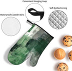 LOKMU Oven Mitts and Pot Holders Set of 3, Emerald Green and Grey White - Image 4