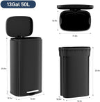Arlopu13.2 Gallon Step Trash Can, Stainless Steel Garbage Bin, Soft-Close - Image 2