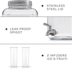 Fluted 1-Gallon Drink Dispenser. Glass Beverage Dispenser - Image 3