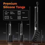HST Tongs for Cooking with Silicone Tips, Non Stick Kitchen Tongs with Silicone - Image 2