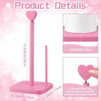 Leinuosen Valentines Day Pink Heart Paper Towel Holder Cute Heart Wooden Paper - Image 2