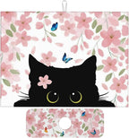 Flowers Black Cat Butterfly Dish Drying Mat by Unknown