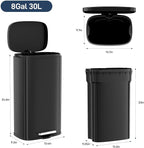 Arlopu 8 Gallon Step Trash Can, Stainless Steel Garbage Bin, Soft-Close Rubbish - Image 2
