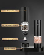 Electric Salt and Pepper Grinder Set Rechargeable, Automatic Salt and Pepper - Image 9