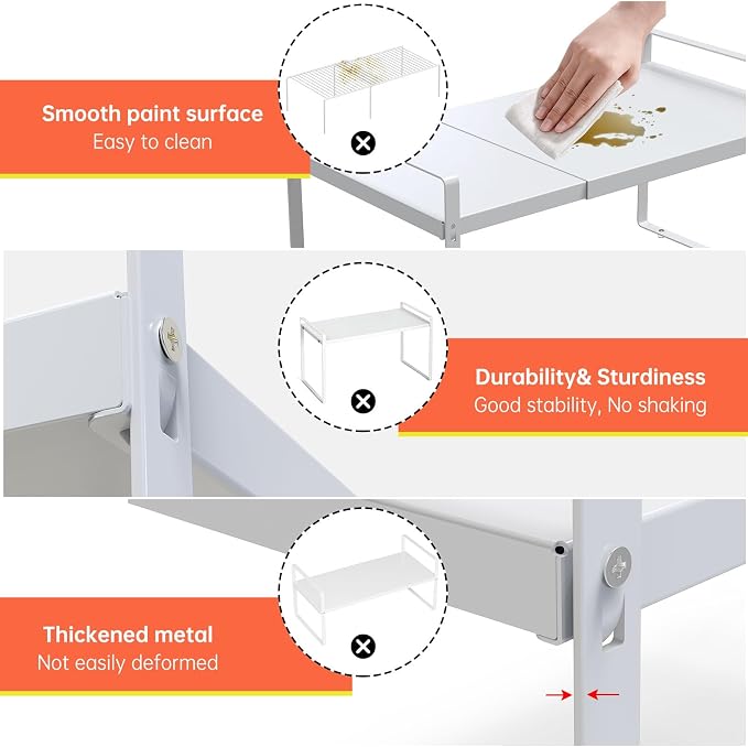 Adjustable Kitchen Shelf Organizer 9", Heavy-Duty Cabinet Shelves - Image 3