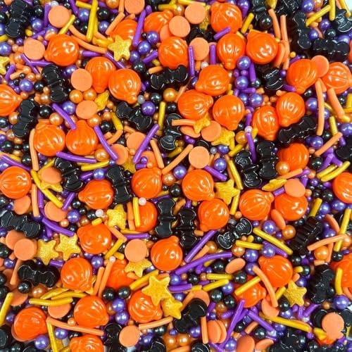 Sentovac Halloween Pumpkin Lantern Sprinkle Bats Jimmies Nonpareils Pearl Mix Edible for Cake Decorating Sugar Candy Cookie Cupcake Topper Baking Decorations Halloween Christmas Thankgiving Supplies - Image 2