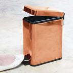 mDesign Small Modern 1.3 Gallon Rectangle Metal Lidded Step Trash Can, Compact - Image 6