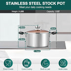 TeamFar 3 Quart Stock Pot, Stainless Steel Stock Pasta Soup Pot - Image 2