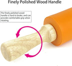 Silicone Rolling Pin for Baking Non-stick Rolling Pin Dough Roller Wooden - Image 3