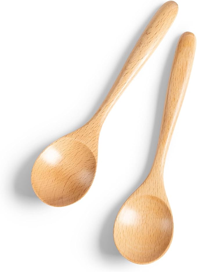 2 PCS Wooden Spoons for Honey, 6.7 inch Small Wooden Spoons by HEFILD