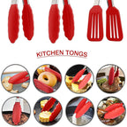 9 Inch Small Kitchen Tongs Set of 3, Silicone Cooking Tongs - Image 5